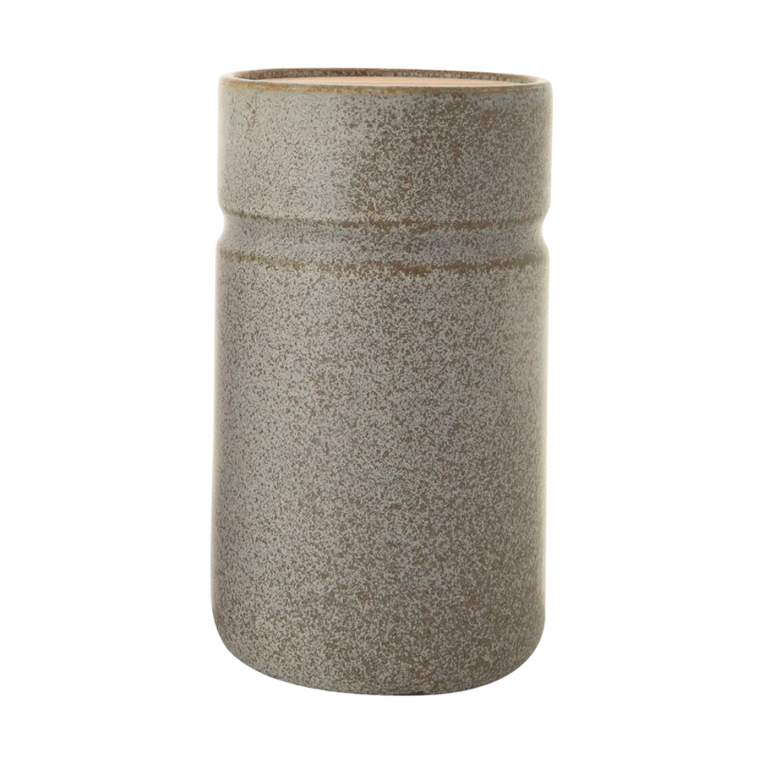 Creative Co-Op Stoneware Canister with Bamboo Lid