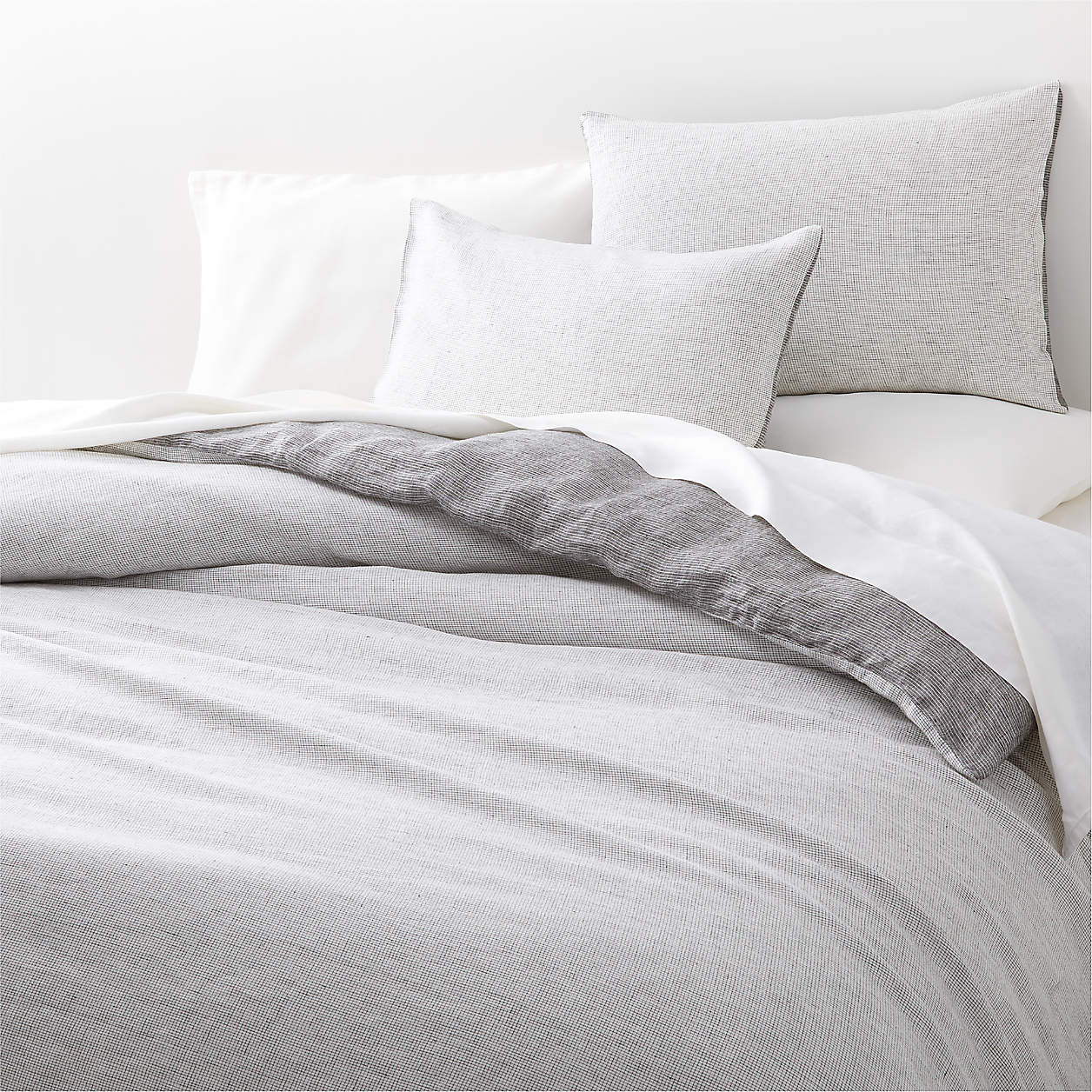 Crate & Barrel Grid Natural Fiber Hemp Duvet Cover